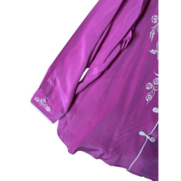 Bob Mackie 90s Asian Floral Embroidered Pink Blouse 100% Silk Plus Size 1X NEW - Picture 8 of 8